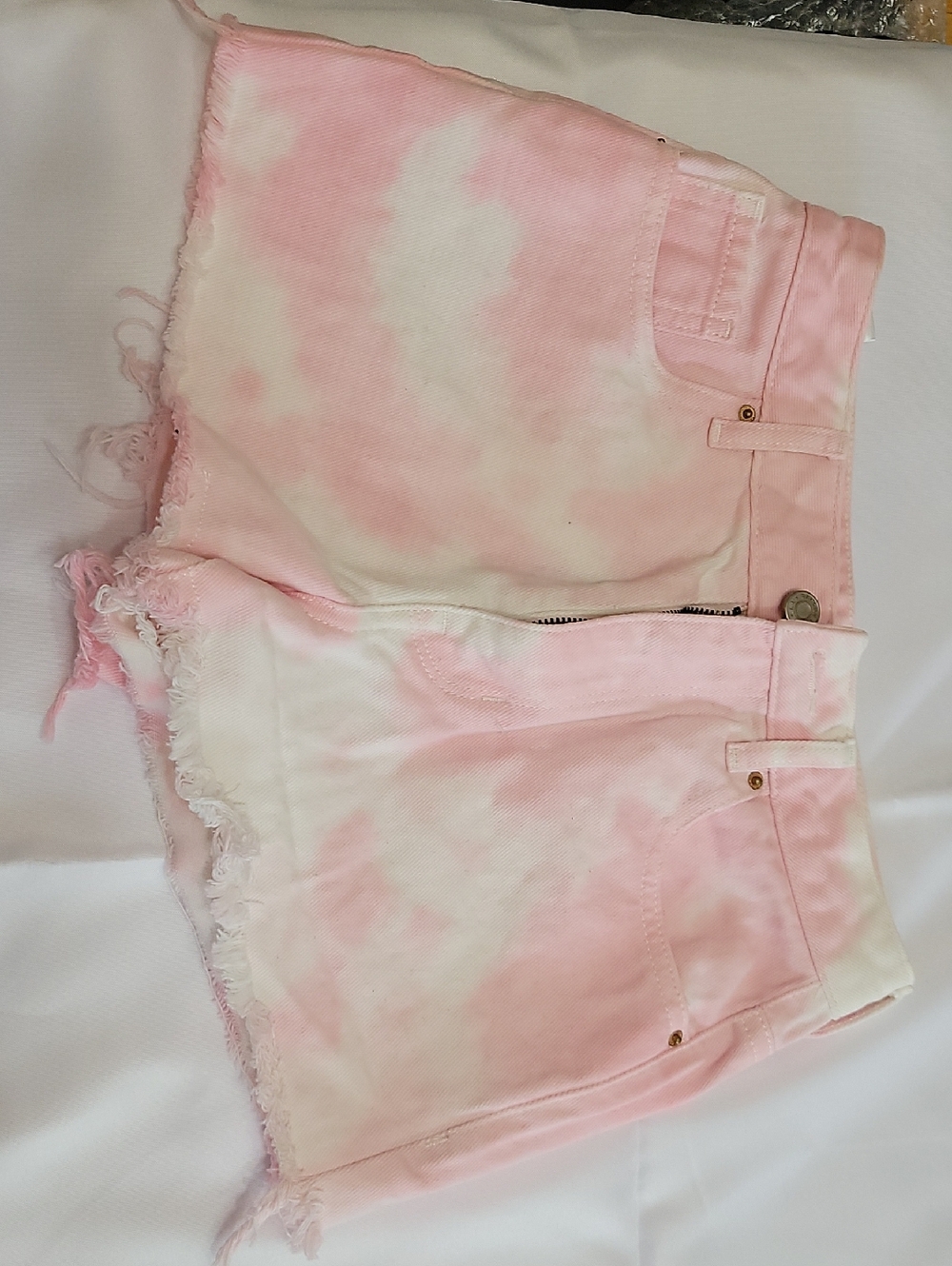 PacSun Pink Tie-Dye Frayed Hem Women's Denim Festival Shorts